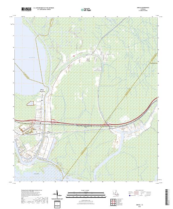 Amelia, LA — USGS 7.5-minute topo (2024)