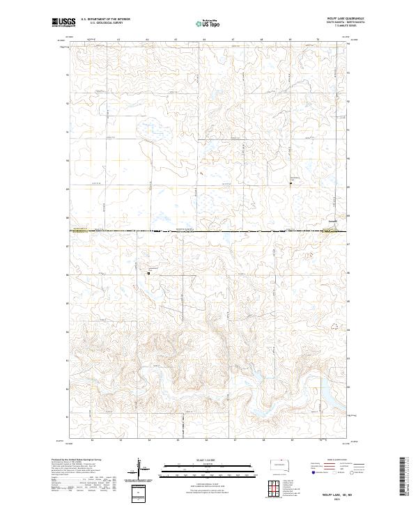 Wolff Lake, SD-ND — USGS 7.5-minute topo (2021)