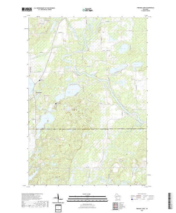 Fireside Lakes, WI — USGS 7.5-minute topo (2022)