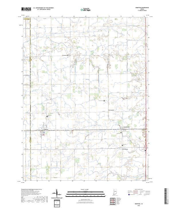 Kempton, IN — USGS 7.5-minute topo (2022)