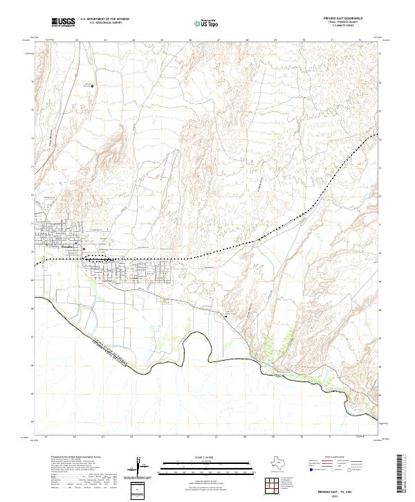Presidio East, TX,CHH, US — USGS 7.5-minute topo (2022)