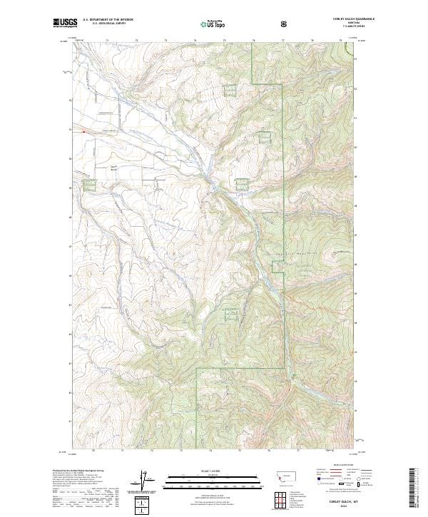 Corley Gulch, MT — USGS 7.5-minute topo (2024)