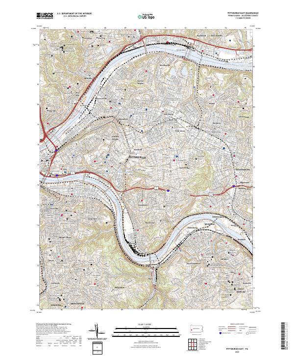 Pittsburgh East, PA — USGS 7.5-minute topo (2023)