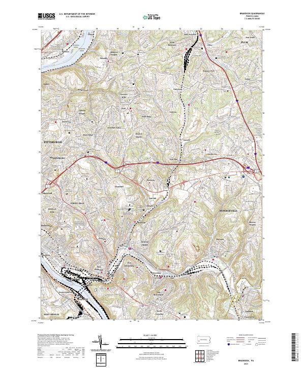 Braddock, PA — USGS 7.5-minute topo (2023)
