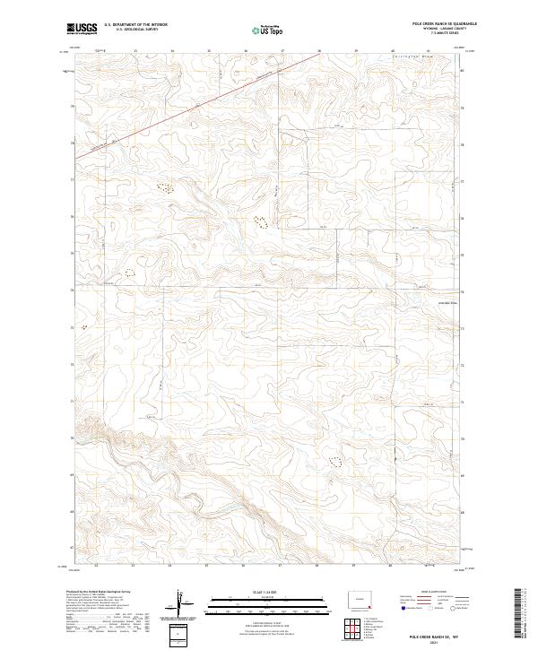 Pole Creek Ranch SE, WY — USGS 7.5-minute topo (2021)