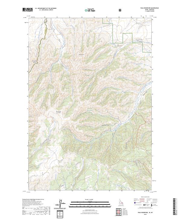 Paul Reservoir, ID-MT — USGS 7.5-minute topo (2023)