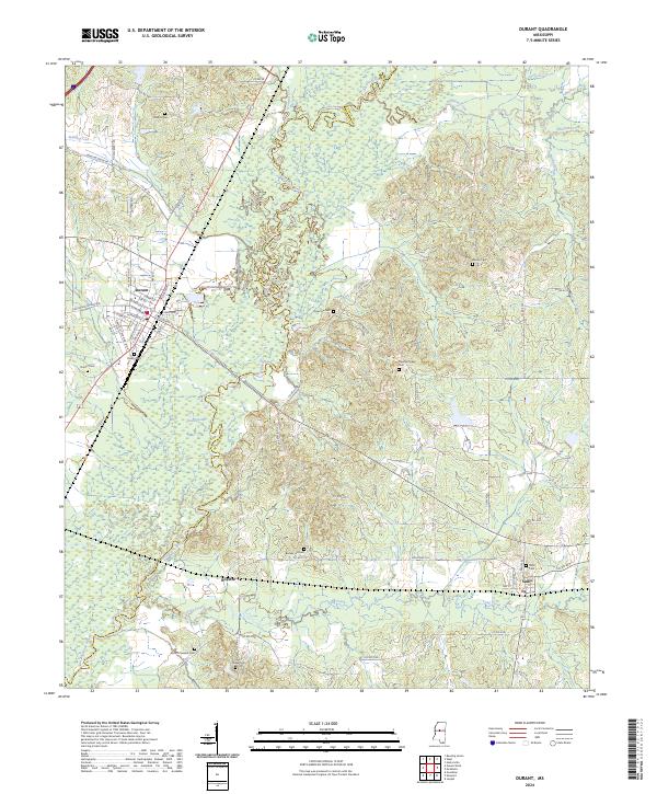 Durant, MS — USGS 7.5-minute topo (2024)