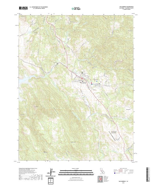 San Andreas, CA — USGS 7.5-minute topo (2021)