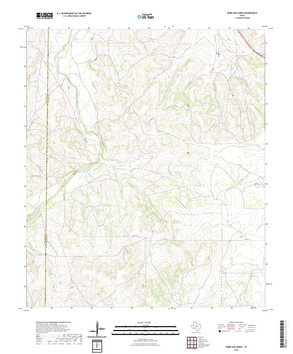 Burr Oak Creek, TX — USGS 7.5-minute topo (2022)
