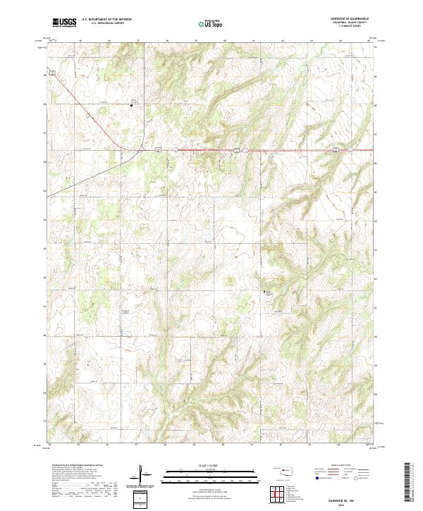 Oakwood SE, OK — USGS 7.5-minute topo (2022)
