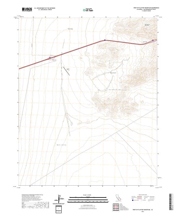 West of Flattop Mountain, CA — USGS 7.5-minute topo (2021)