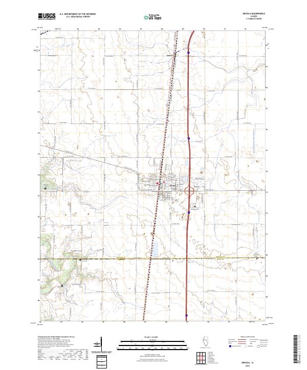 Arcola, IL — USGS 7.5-minute topo (2024)