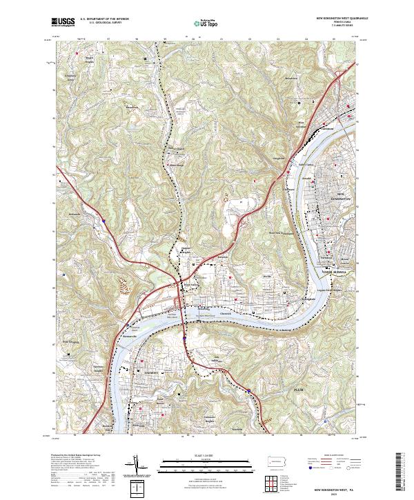 New Kensington West, PA — USGS 7.5-minute topo (2023)