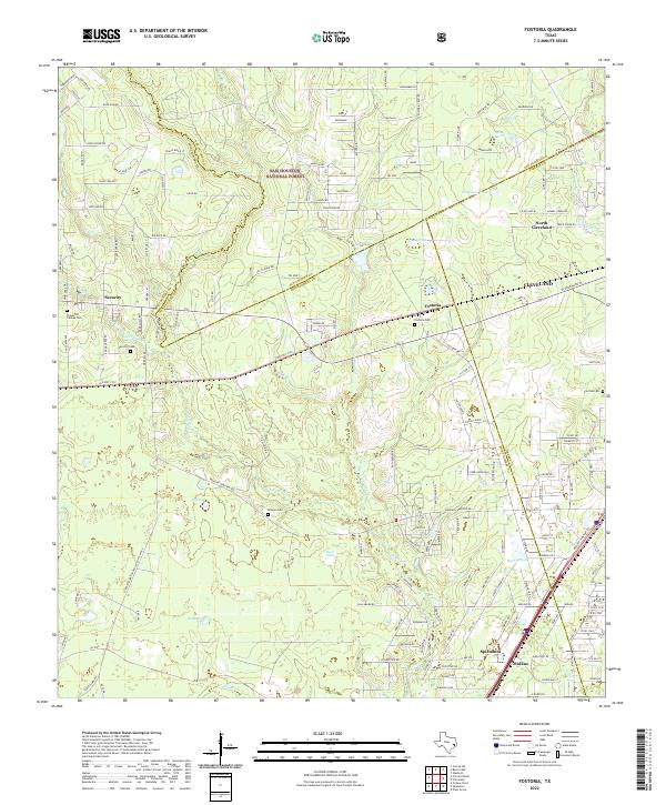Fostoria, TX — USGS 7.5-minute topo (2022)