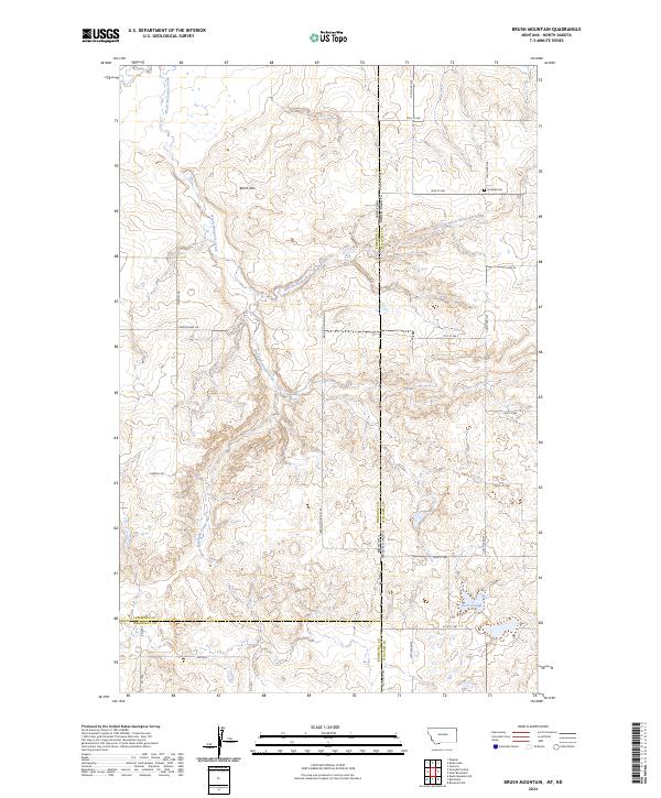 Brush Mountain, MT-ND — USGS 7.5-minute topo (2024)