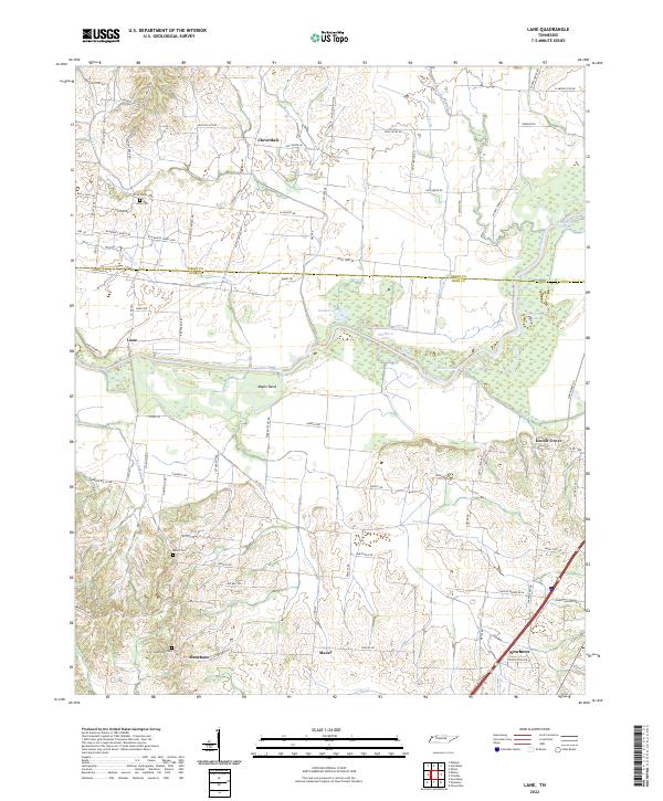 Lane, TN — USGS 7.5-minute topo (2022)