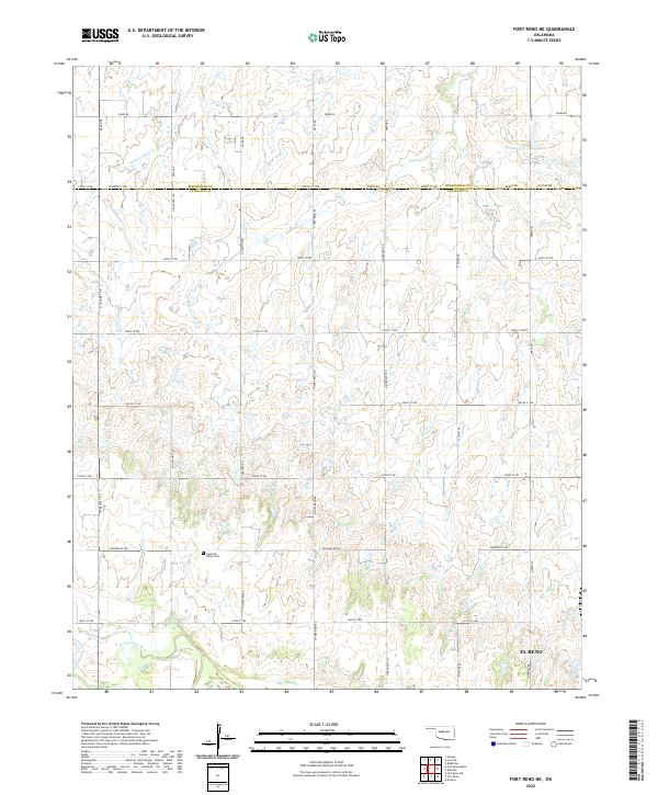 Fort Reno NE, OK — USGS 7.5-minute topo (2022)