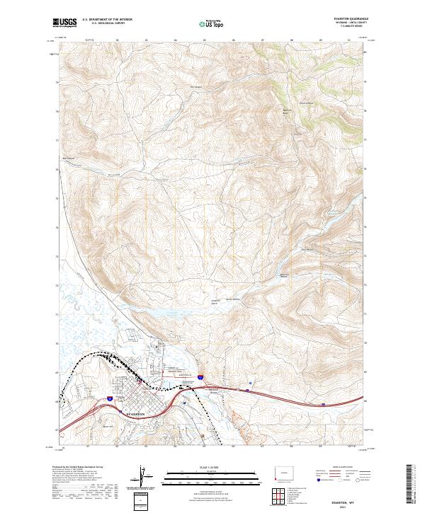 Evanston, WY — USGS 7.5-minute topo (2021)