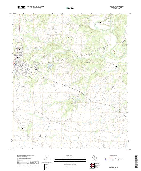 Hamilton East, TX — USGS 7.5-minute topo (2022)