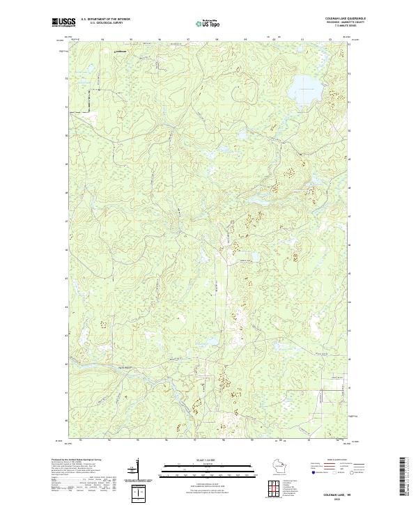 Coleman Lake, WI — USGS 7.5-minute topo (2022)