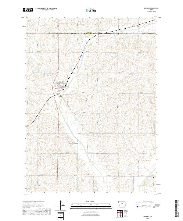 Defiance, IA — USGS 7.5-minute topo (2022)
