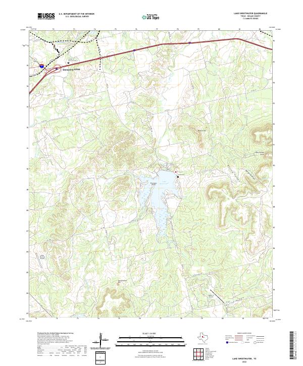 Lake Sweetwater, TX — USGS 7.5-minute topo (2022)