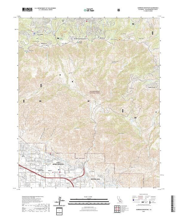 Harrison Mountain, CA — USGS 7.5-minute topo (2021)