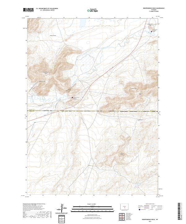 Independence Rock, WY — USGS 7.5-minute topo (2021)