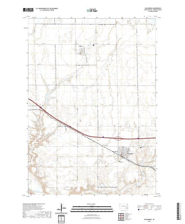 Alexandria, SD — USGS 7.5-minute topo (2021)