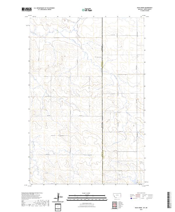 Duck Creek, MT-ND — USGS 7.5-minute topo (2024)