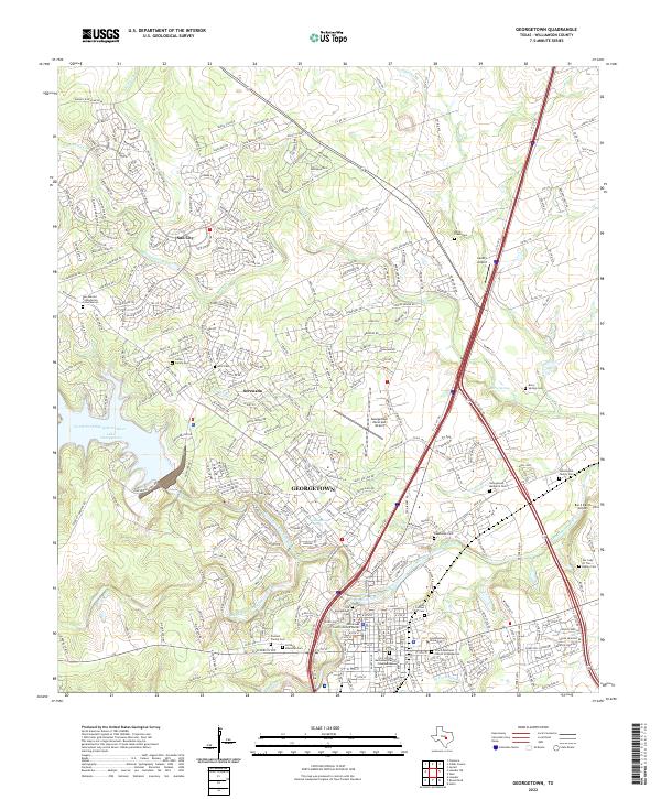 Georgetown, TX — USGS 7.5-minute topo (2022)
