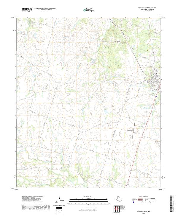 Hamilton West, TX — USGS 7.5-minute topo (2022)