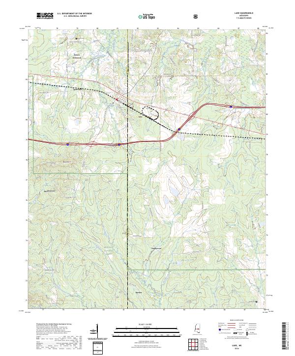 Lake, MS — USGS 7.5-minute topo (2024)