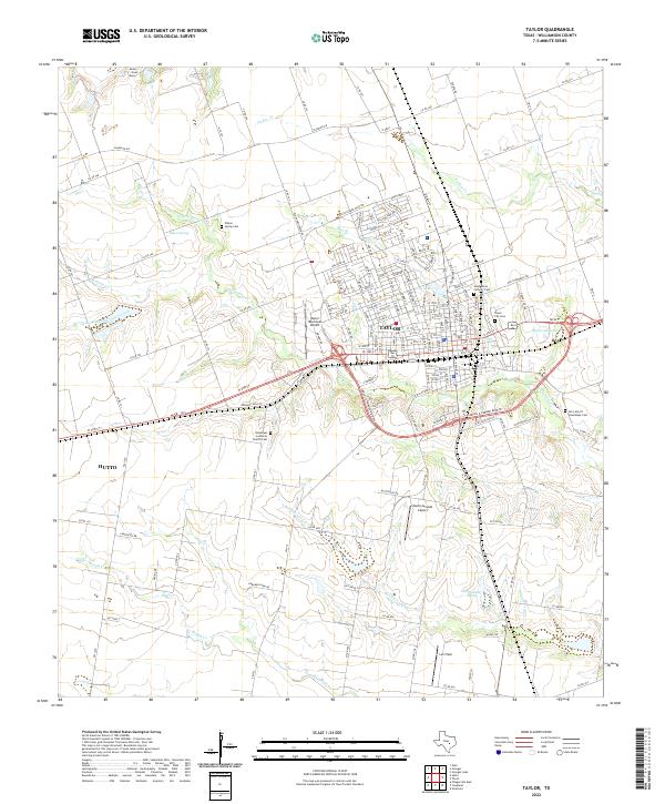 Taylor, TX — USGS 7.5-minute topo (2022)