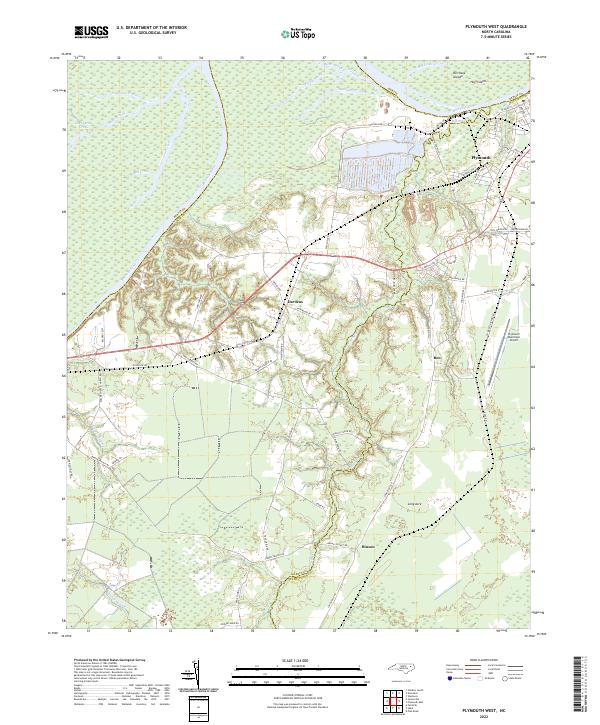 Plymouth West, NC — USGS 7.5-minute topo (2022)