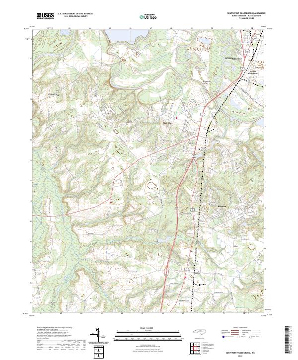 Southwest Goldsboro, NC — USGS 7.5-minute topo (2022)