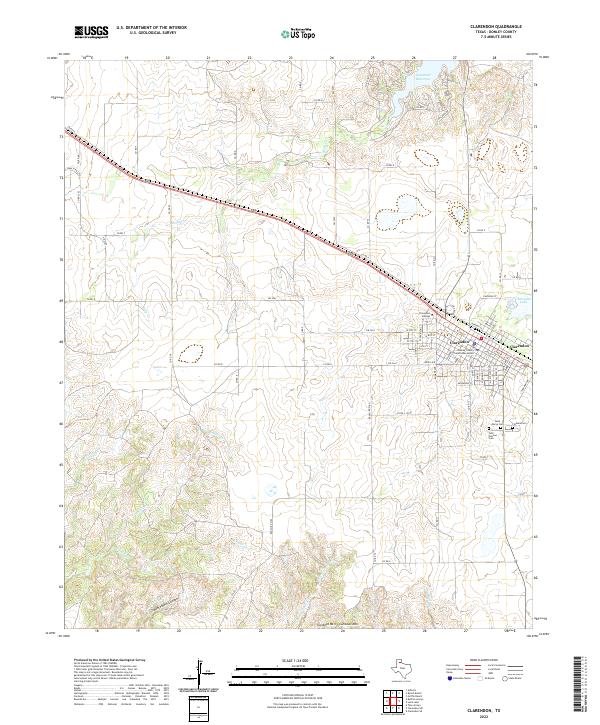 Clarendon, TX — USGS 7.5-minute topo (2022)