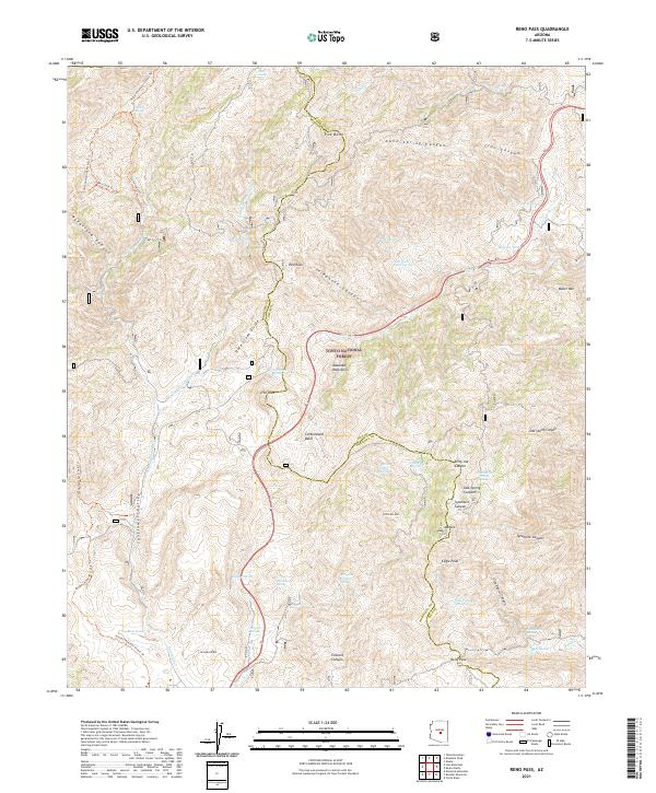 Reno Pass, AZ — USGS 7.5-minute topo (2021)