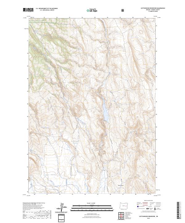 Cottonwood Reservoir, OR — USGS 7.5-minute topo (2023)