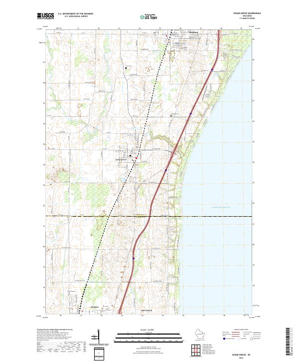 Cedar Grove, WI — USGS 7.5-minute topo (2022)