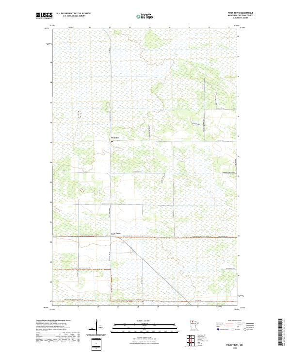 Four Town, MN — USGS 7.5-minute topo (2022)