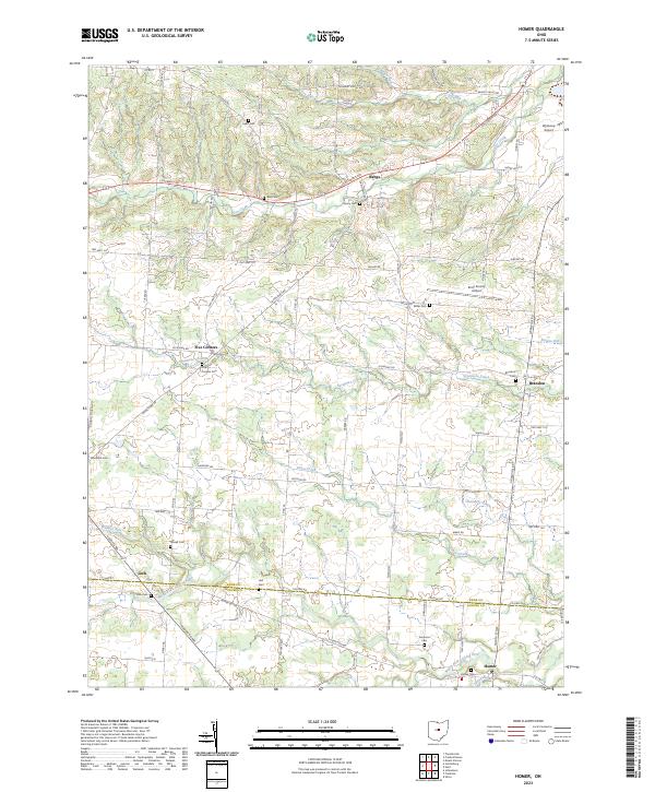 Homer, OH — USGS 7.5-minute topo (2023)