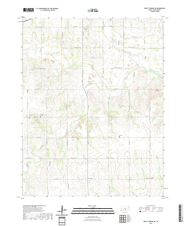 Pretty Prairie SW, KS — USGS 7.5-minute topo (2022)