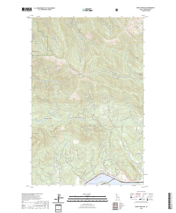 Happy Fork Gap, ID — USGS 7.5-minute topo (2024)
