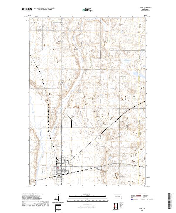 Oakes, ND — USGS 7.5-minute topo (2024)