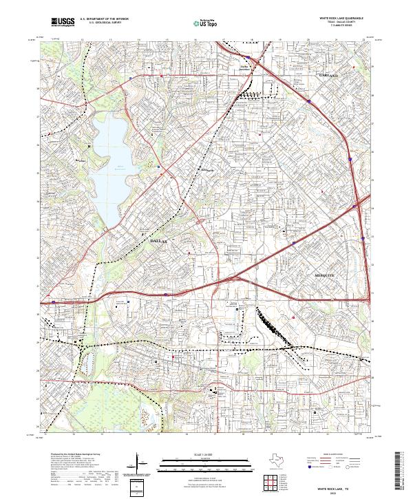 White Rock Lake, TX — USGS 7.5-minute topo (2022)