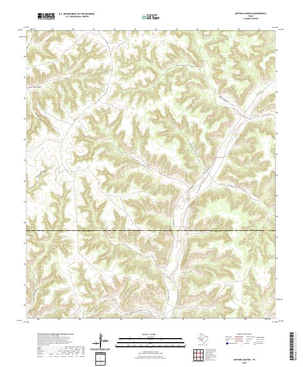 Antone Canyon, TX — USGS 7.5-minute topo (2022)