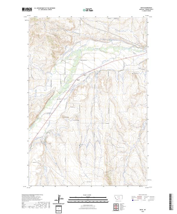 Boyd, MT — USGS 7.5-minute topo (2024)
