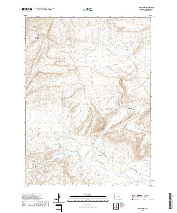 Difficulty, WY — USGS 7.5-minute topo (2021)