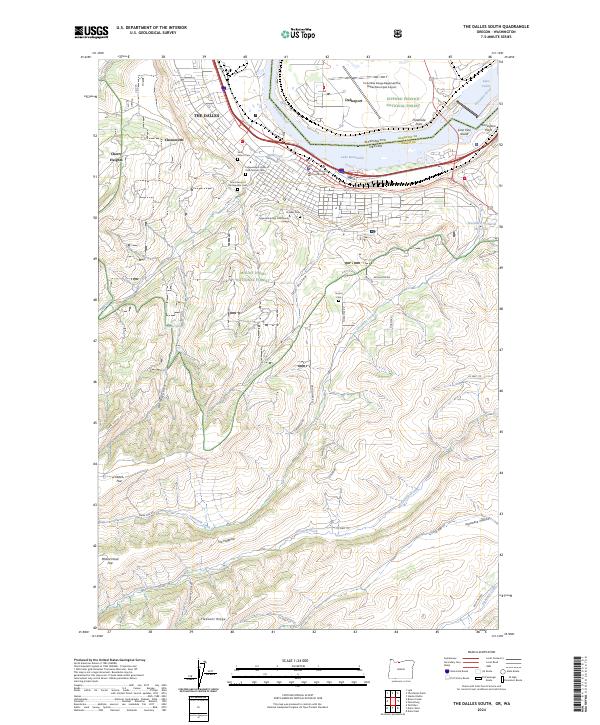 The Dalles South, OR-WA — USGS 7.5-minute topo (2024)